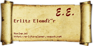 Erlitz Elemér névjegykártya